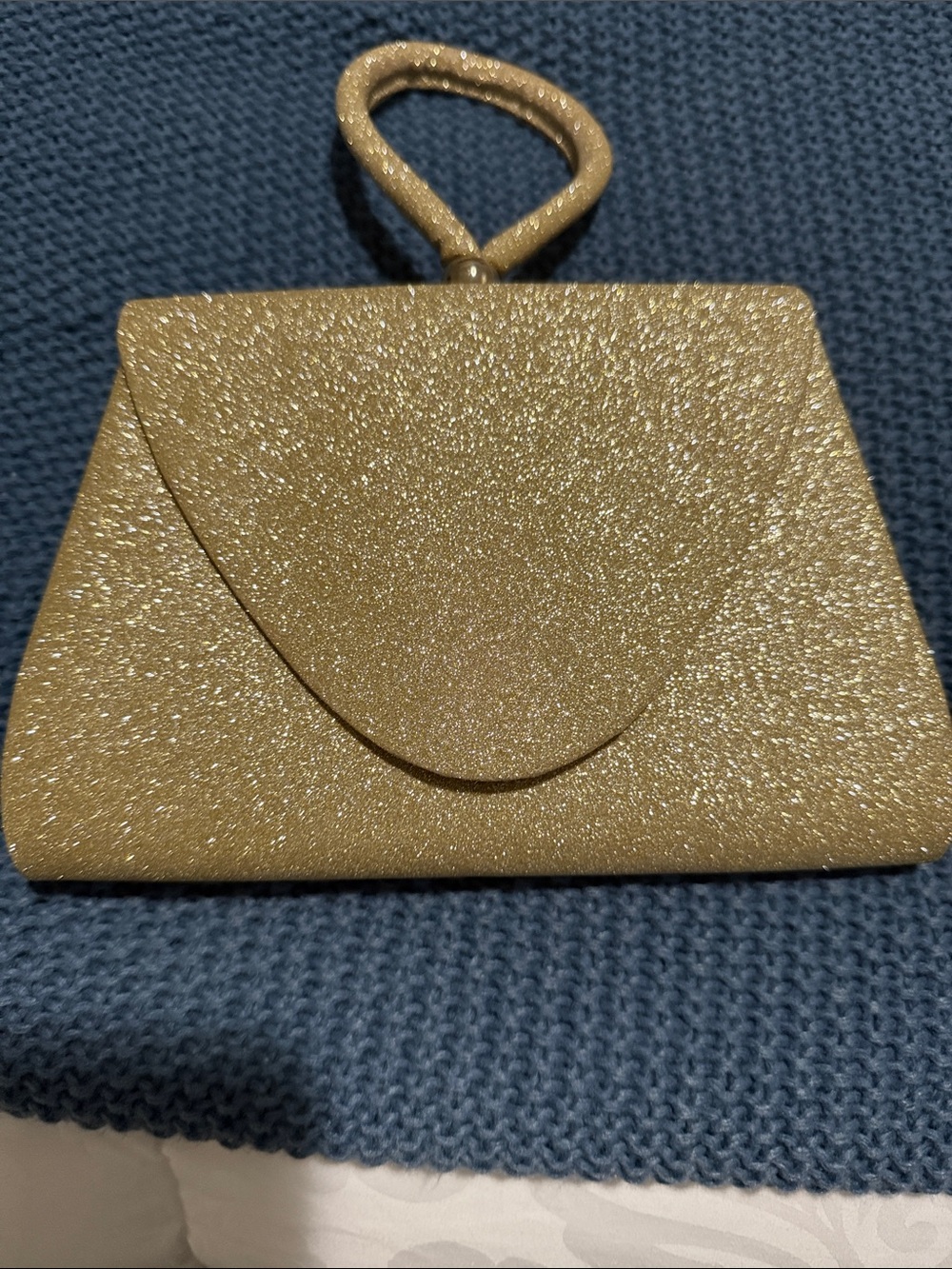 Sparkling Gold Evening Clutch with Top Handle
